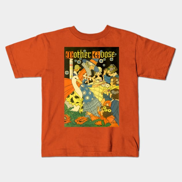 Vintage Mother Goose Nursery Rhymes Book Cover Kids T-Shirt by MasterpieceCafe